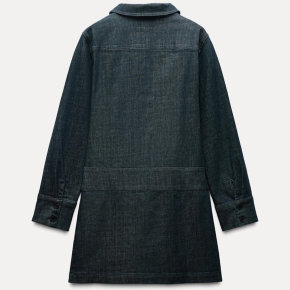 Zara Denim Blue Belted Dress Size XS - Picture 5 of 16